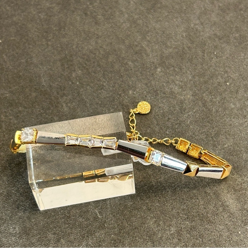 Fifth Avenue collection Silver tone gold tone crystal rhinestone tennis bracelet
